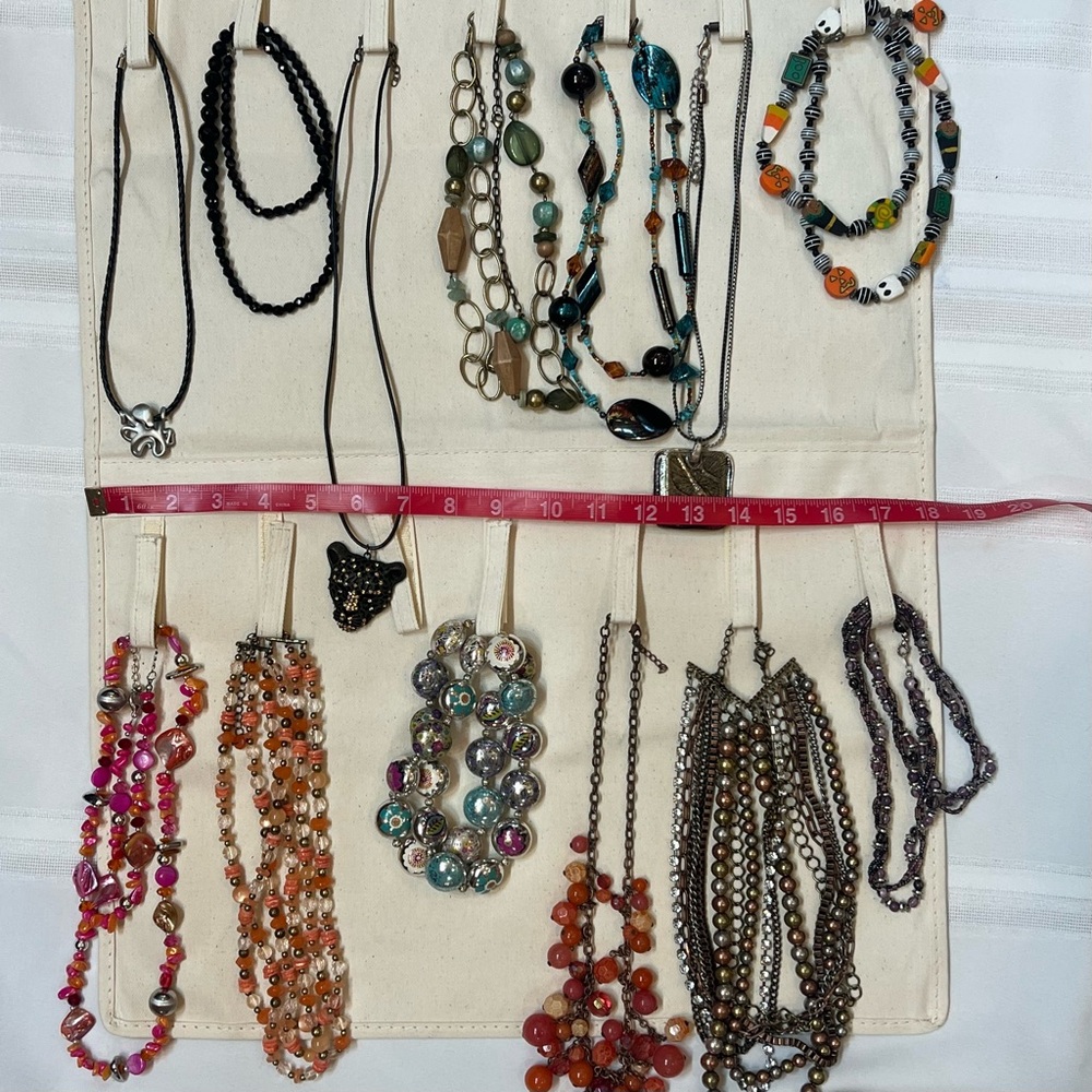 Necklaces Organizer BUNDLE Hanging Organizer Two Sided Natural Canvas‎ Necklaces - Picture 11 of 11
